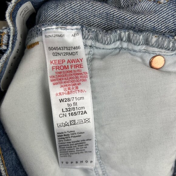 Topshop Medium Wash Distressed Ripped Straight Leg Dad Jeans - Picture 5 of 6